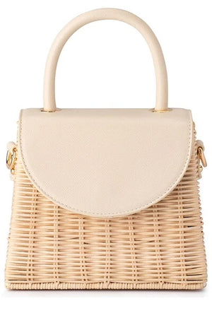 Olga Berg Donna Straw Top Handle Bag | Natural