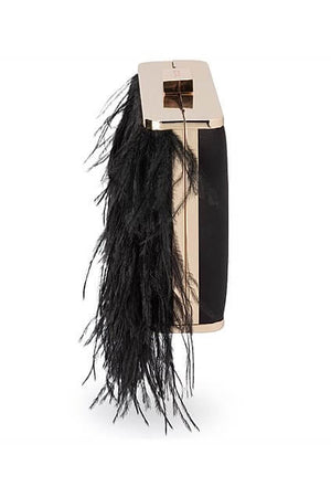 Olga Berg Estelle Feather Clutch | Black