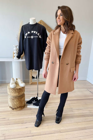 Ena Pelly Oversized Wool Coat | Tan
