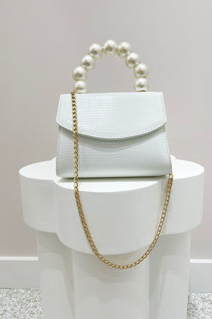 Olga Berg Peta Pearl Handle Bag | White
