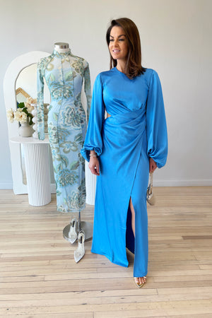 Significant Other Lara Long Sleeve Midi Dress | Azure Blue