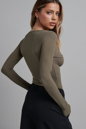 Bayse Brand Lara Bodysuit | Khaki