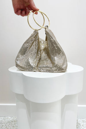Olga Berg Shar Mesh Convertible Bag | Gold