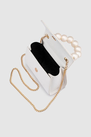 Olga Berg Peta Pearl Handle Bag | White