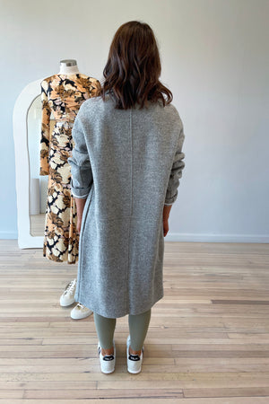 Bassike Woolen Rounded Sleeve Coat | Grey Marle