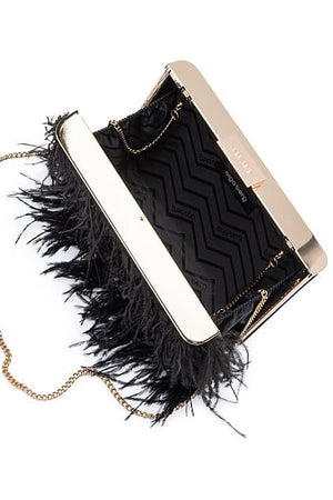 Olga Berg Estelle Feather Clutch | Black