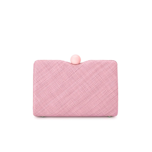 Olga Berg Cece Straw Weave Box Bag | Pink