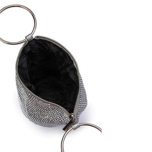 Olga Berg Ellie Crystal Mesh Ring Handle Bag | Silver