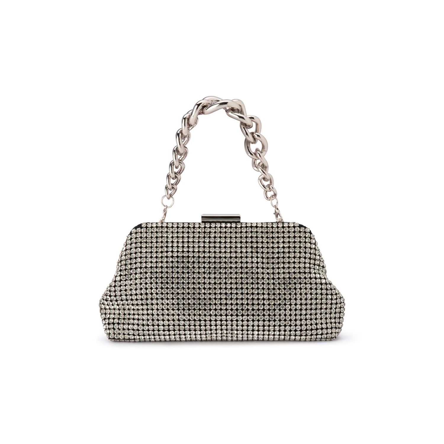 Olga Berg Jerry Crystal Vintage Clutch | Silver