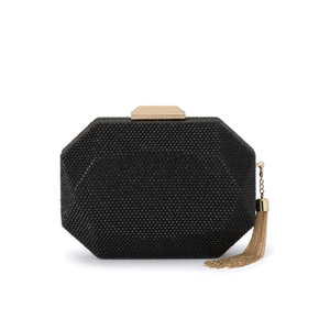 Olga Berg Tilly Hotfix Clutch With Tassel | Black