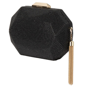 Olga Berg Tilly Hotfix Clutch With Tassel | Black