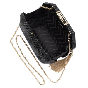 Olga Berg Tilly Hotfix Clutch With Tassel | Black