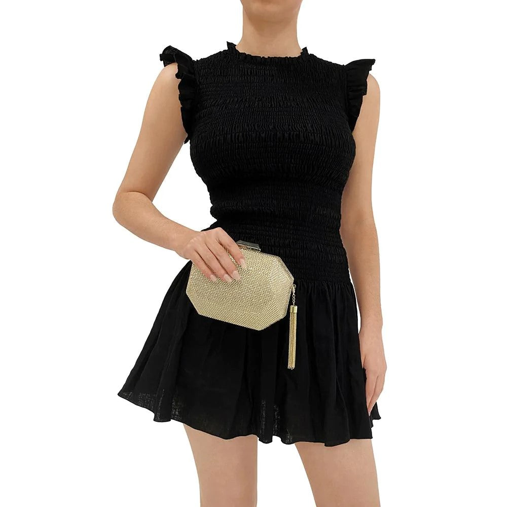 Olga Berg Tilly Hotfix Clutch With Tassel | Gold