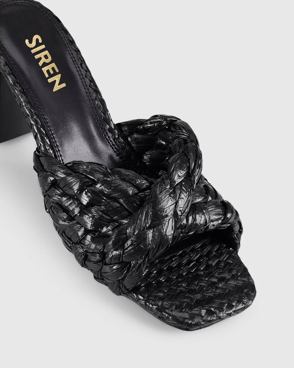 Siren Shoes Rudy Raffia Mule In Black