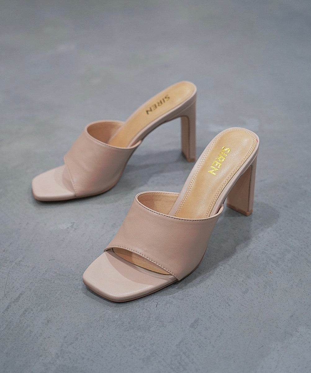 Siren Kallie Block Heel Mule Nude Leather