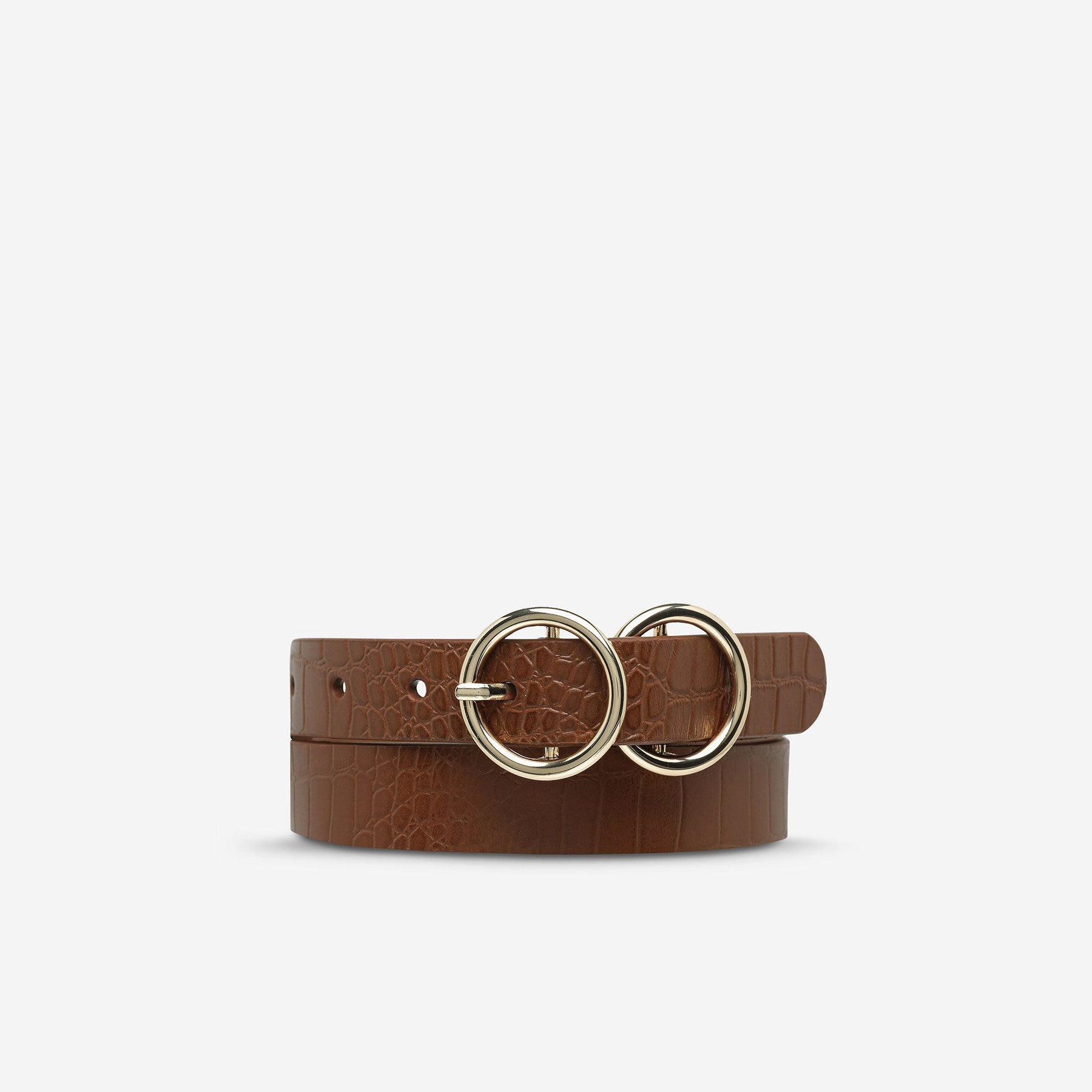 Status Anxiety Mislaid Skinny Belt Tan/Croc