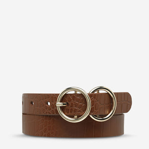 Status Anxiety Mislaid Skinny Belt Tan/Croc