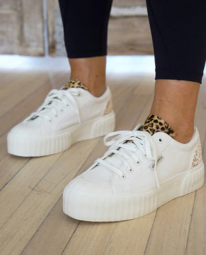 Superga 2631 Calfhair Details In White Avorio Leopard Spots