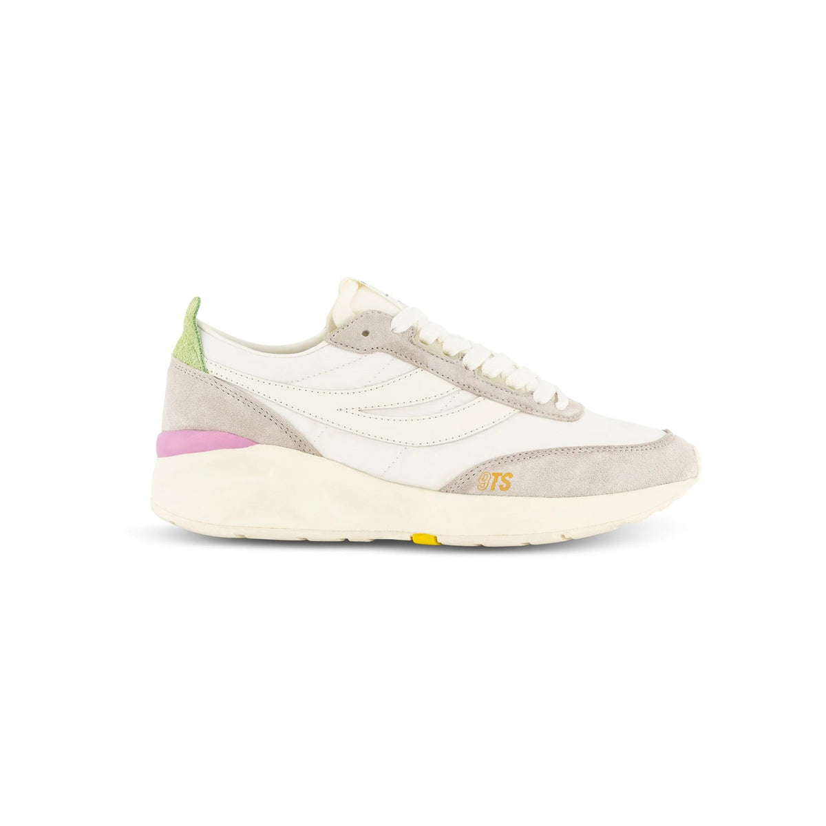 Superga 4089 Training 9TS Slim White Pink Vibrant Yellow
