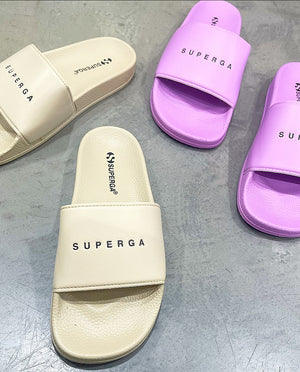 Superga 1908 Slide Polysoft In Pink Mauve W/Black