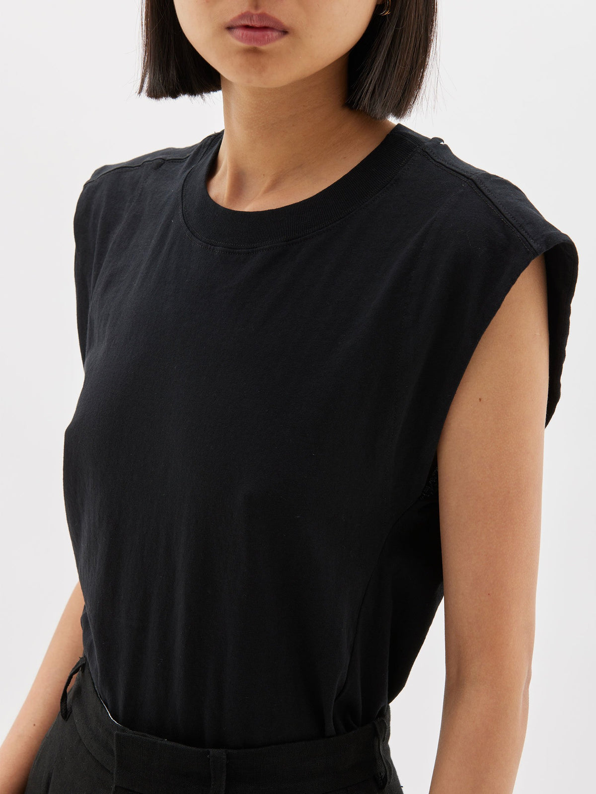 Bassike Wide Shoulder Athletic Tank Black