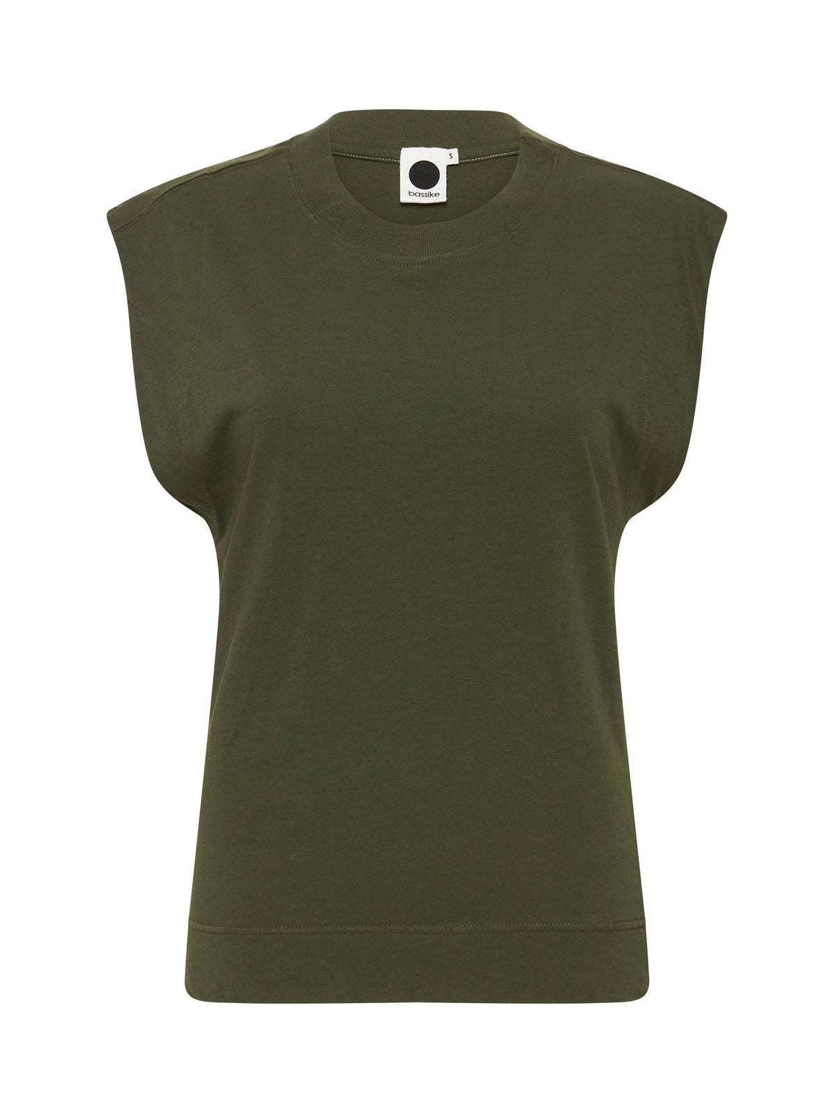 Bassike Wide Shoulder Athletic Tank Khaki Green