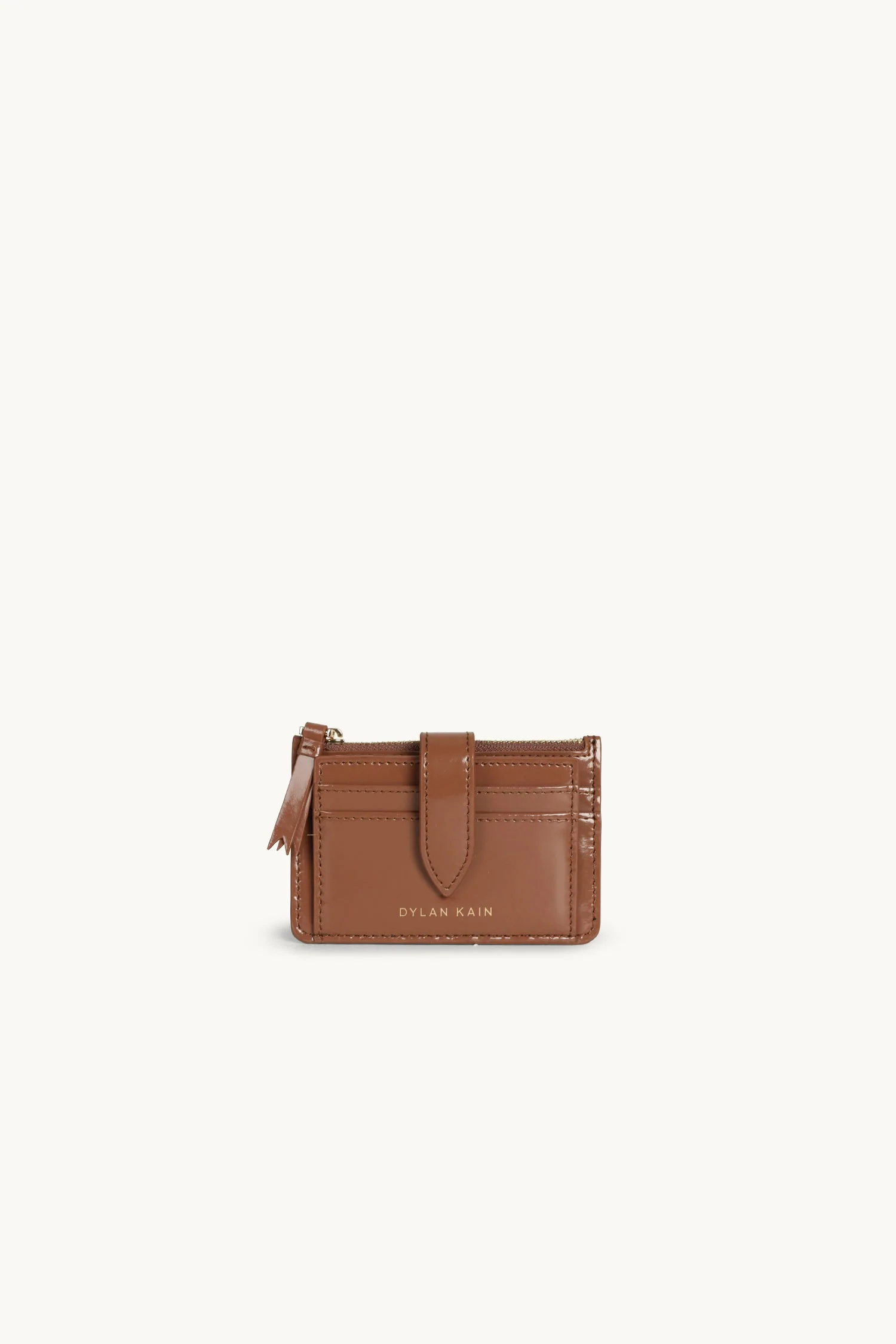 Dylan Kain The Zoe Patent Card Wallet Chocolate