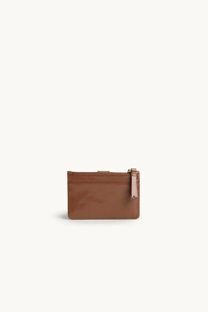 Dylan Kain The Zoe Patent Card Wallet Chocolate